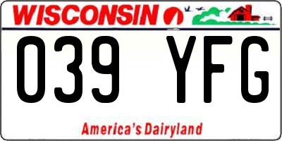 WI license plate 039YFG