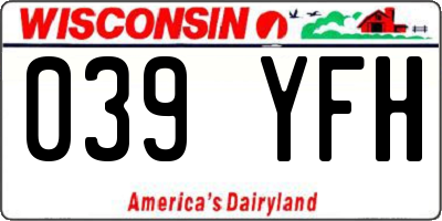 WI license plate 039YFH