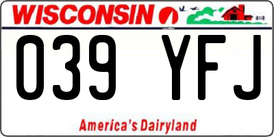 WI license plate 039YFJ