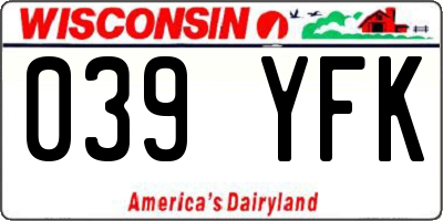 WI license plate 039YFK