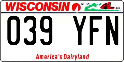 WI license plate 039YFN