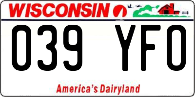 WI license plate 039YFO