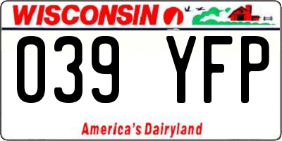 WI license plate 039YFP