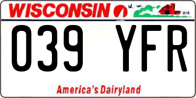 WI license plate 039YFR