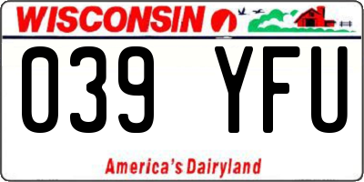WI license plate 039YFU