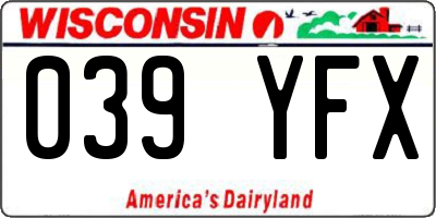 WI license plate 039YFX