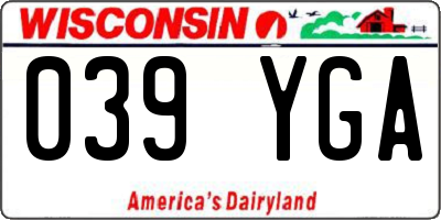 WI license plate 039YGA