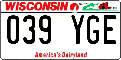 WI license plate 039YGE
