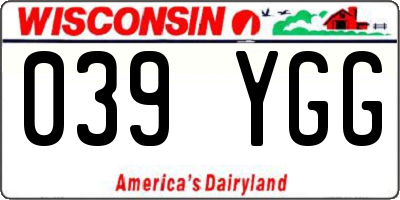WI license plate 039YGG