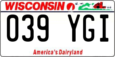 WI license plate 039YGI