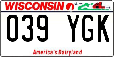WI license plate 039YGK