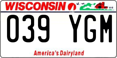 WI license plate 039YGM
