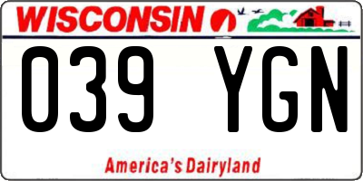 WI license plate 039YGN