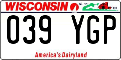 WI license plate 039YGP