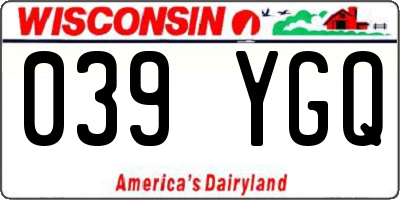 WI license plate 039YGQ