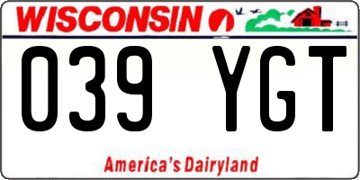 WI license plate 039YGT