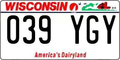 WI license plate 039YGY