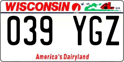 WI license plate 039YGZ