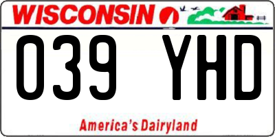 WI license plate 039YHD