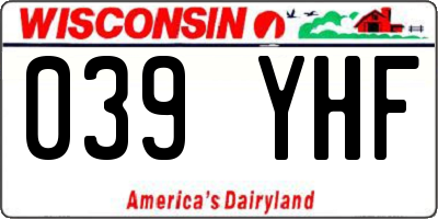 WI license plate 039YHF