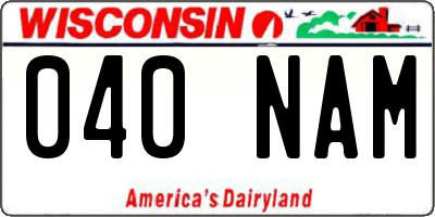 WI license plate 040NAM