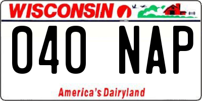 WI license plate 040NAP