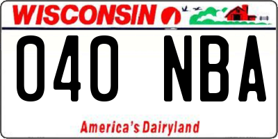 WI license plate 040NBA