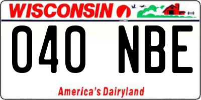WI license plate 040NBE