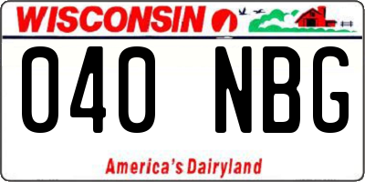 WI license plate 040NBG