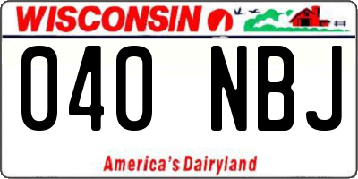 WI license plate 040NBJ