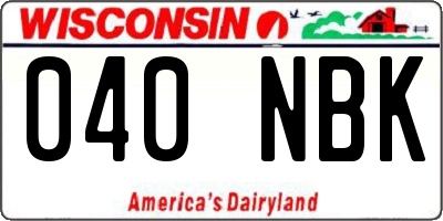 WI license plate 040NBK