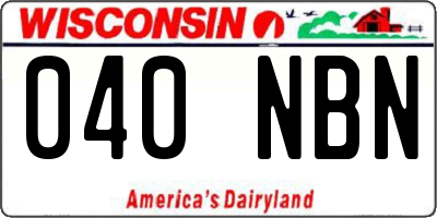 WI license plate 040NBN