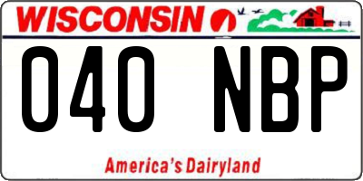 WI license plate 040NBP