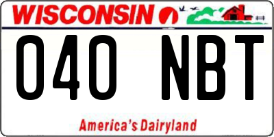 WI license plate 040NBT