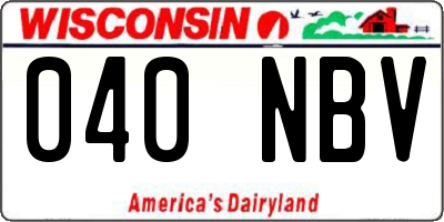 WI license plate 040NBV