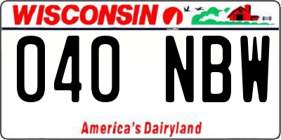 WI license plate 040NBW