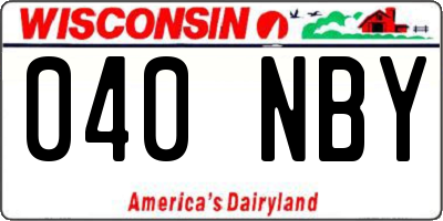 WI license plate 040NBY