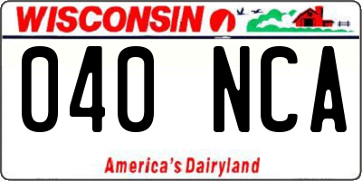 WI license plate 040NCA