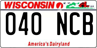 WI license plate 040NCB