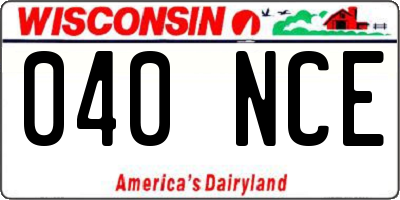 WI license plate 040NCE