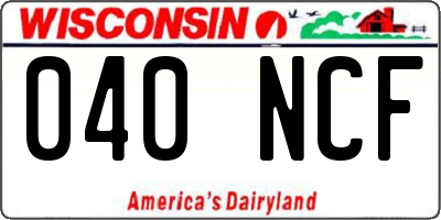 WI license plate 040NCF