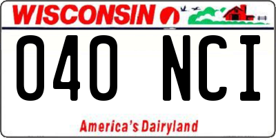 WI license plate 040NCI