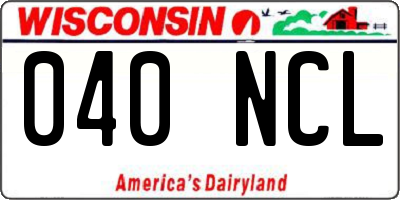 WI license plate 040NCL