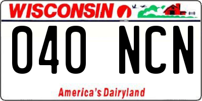 WI license plate 040NCN
