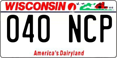 WI license plate 040NCP