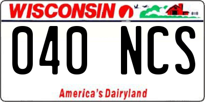 WI license plate 040NCS