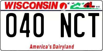 WI license plate 040NCT