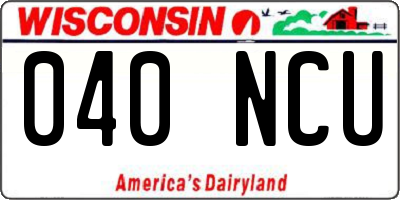 WI license plate 040NCU