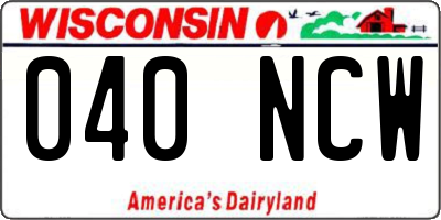 WI license plate 040NCW