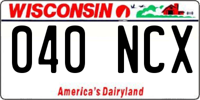 WI license plate 040NCX